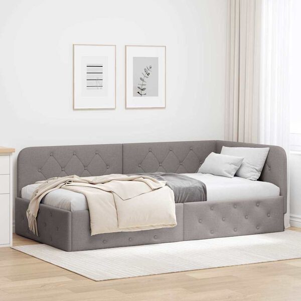 vidaXL Κρεβάτι Γωνίας με κεφαλάρι Taupe 90 x 190 cm ύφασμα