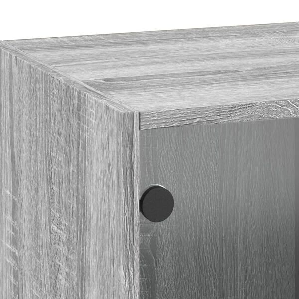 vidaXL Ντουλάπι Τοίχου Sonoma Γκρι 35x37x100 εκ. με Γυάλινες Πόρτες