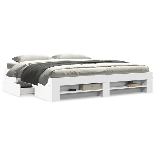 vidaXL Πλαίσιο Κρεβατιού Λευκό 200 x 200 εκ. από Επεξεργασμένο Ξύλο