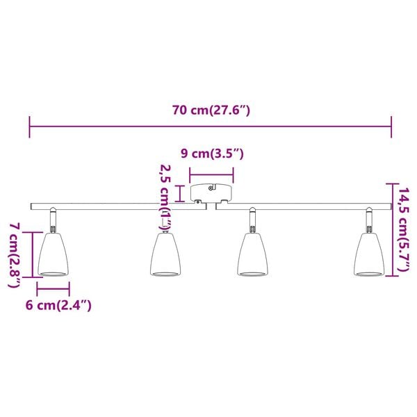 vidaXL Σποτ οροφής Λευκό 69.5 x 12.5 x 10.5 εκ. Ατσάλι