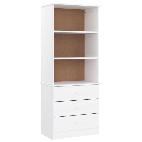 vidaXL Βιβλιοθήκη με Συρτάρια ALTA Λευκή 60x35x142εκ Μασίφ Ξύλο Πεύκου