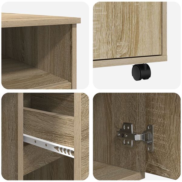 vidaXL Γραφείο με Ρόδες με συρτάρι Sonoma Δρυς 91 x 50 x 77 εκ.