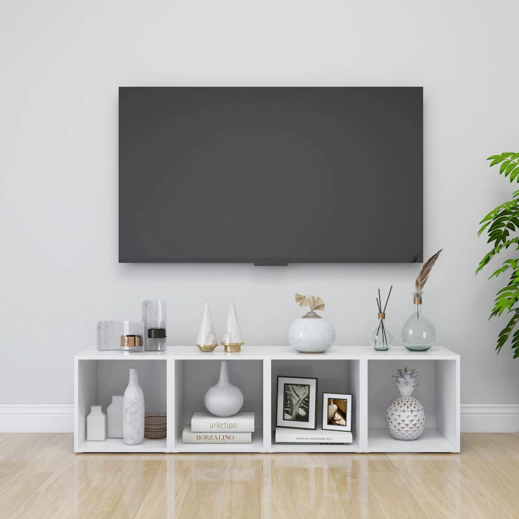 vidaXL Έπιπλα Τηλεόρασης 2 τεμ. Λευκά 37 x 35 x 37 εκ. από Επεξ. Ξύλο