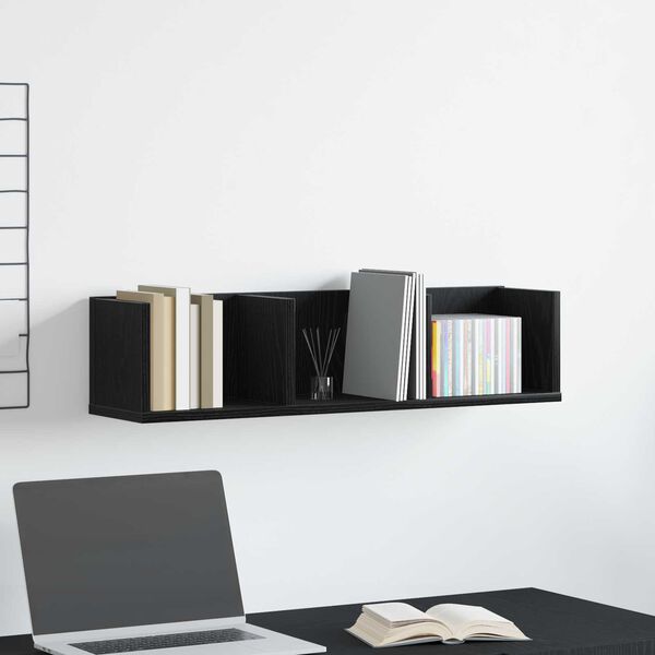 vidaXL Ράφι CD Μαύρη Δρυς 75x18x18 εκ Επεξεργασμένο ξύλο
