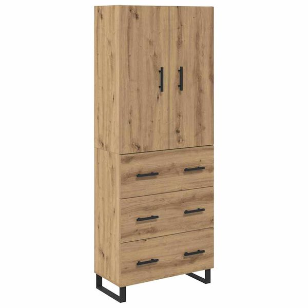 vidaXL Highboard με συρτάρι 2 pcs Artisan Oak Σύνθετο Ξύλο και Γυαλί