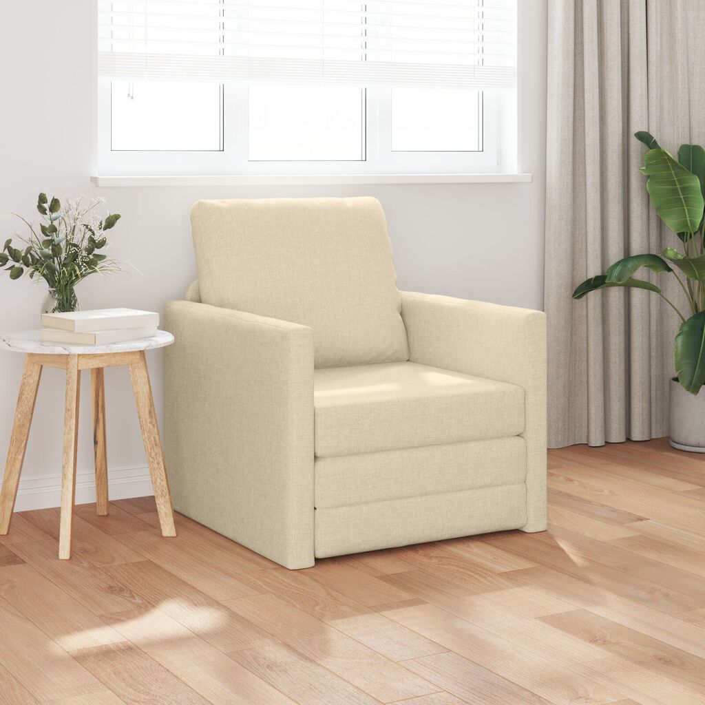 vidaXL Καναπές-Κρεβάτι Δαπέδου 2 σε 1 Κρεμ 112x174x55 εκ. Ύφασμα