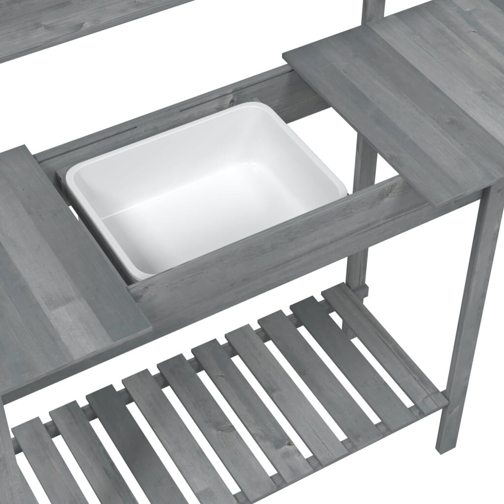 vidaXL Τραπέζι για Γλάστρες+Νεροχύτη Γκρι 147,5x44x139,5εκ Μασίφ Ελάτη