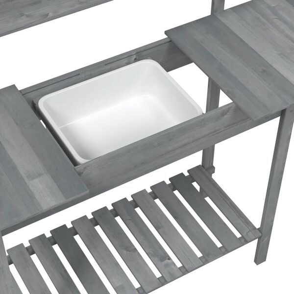 vidaXL Τραπέζι για Γλάστρες+Νεροχύτη Γκρι 147,5x44x139,5εκ Μασίφ Ελάτη