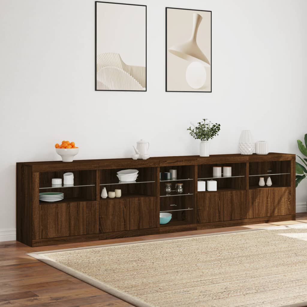 vidaXL Μπουφές με LED Καφέ Δρυς 283 x 37 x 67 εκ.