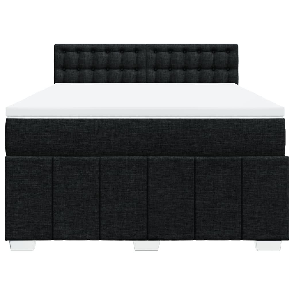 vidaXL Κρεβάτι Boxspring με Στρώμα Μαύρο 140x190 εκ. Υφασμάτινο