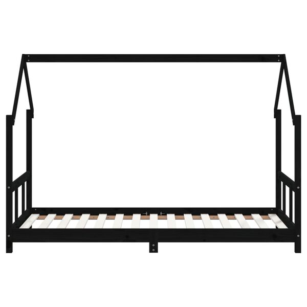 vidaXL Πλαίσιο Παιδικού Κρεβατιού Μαύρο 90 x 190 εκ. Μασίφ Ξύλο Πεύκου