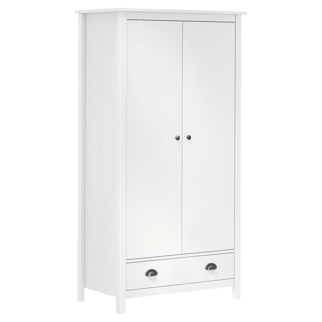 vidaXL Ντουλάπα Hill Δίφυλλη Λευκή 89x50x170 εκ. Μασίφ Ξύλο Πεύκου