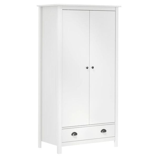 vidaXL Ντουλάπα Hill Δίφυλλη Λευκή 89x50x170 εκ. Μασίφ Ξύλο Πεύκου