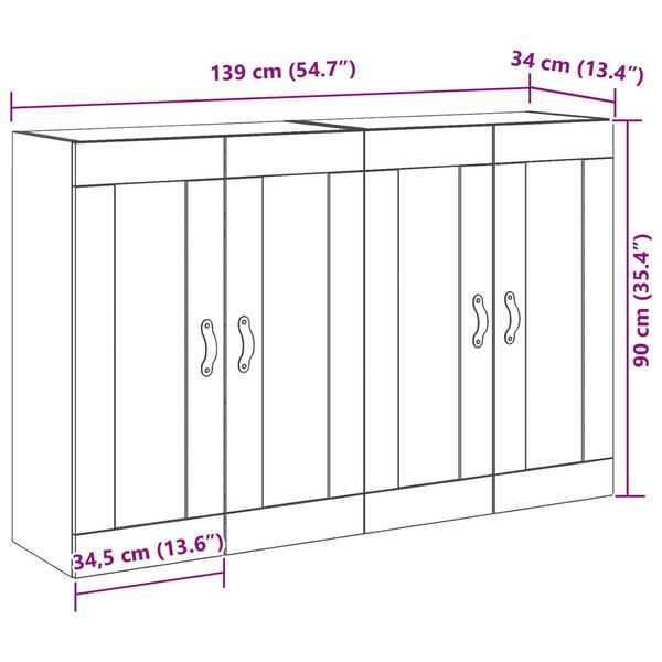 vidaXL Ντουλάπες τοίχου 2 τεμ. παλιού ξύλου, 69.5x34x90 εκ. από ξύλο.