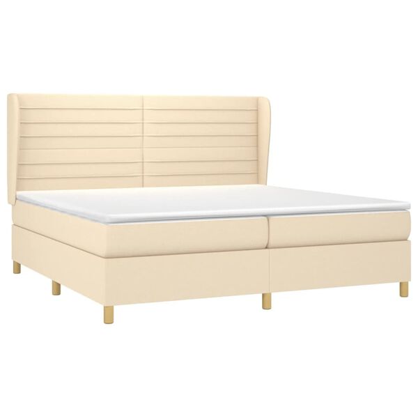 vidaXL &Kappa;&rho;&epsilon;&beta;ά&tau;&iota; Boxspring &mu;&epsilon; &Sigma;&tau;&rho;ώ&mu;&alpha; &Kappa;&rho;&epsilon;&mu; 200x200 &epsilon;&kappa;. &Upsilon;&phi;&alpha;&sigma;&mu;ά&tau;&iota;&nu;&omicron;