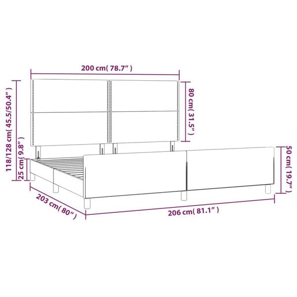 vidaXL Πλαίσιο Κρεβατιού με Κεφαλάρι Μαύρο 200x200 εκ. Συνθετικό Δέρμα