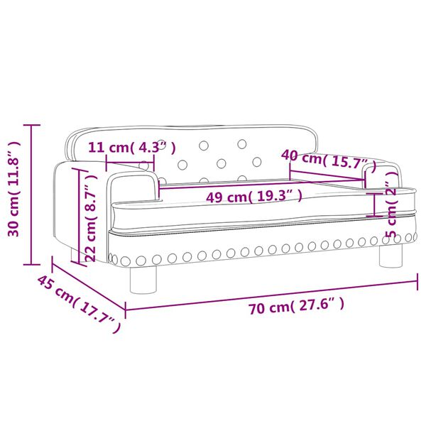 vidaXL Καναπές Παιδικός Μαύρος 70 x 45 x 30 εκ. από Συνθετικό Δέρμα