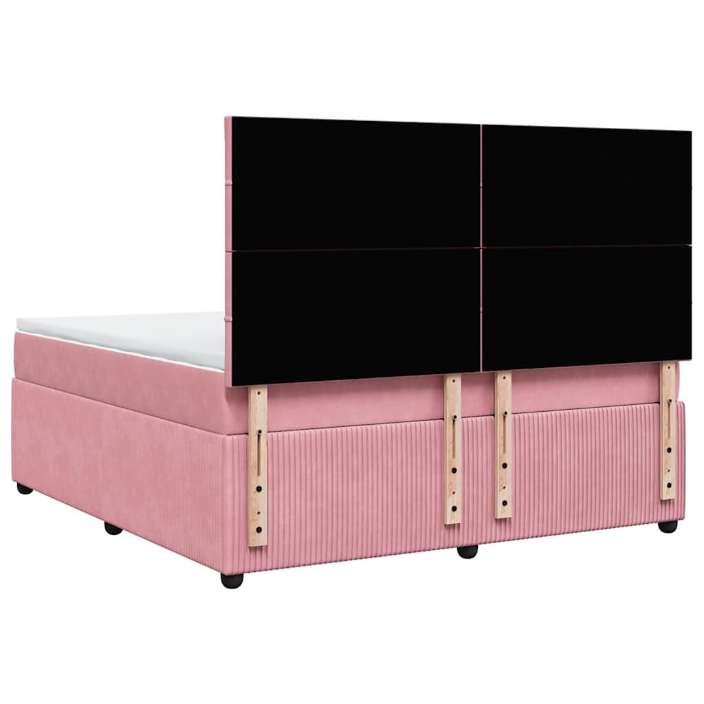 vidaXL Κρεβάτι Boxspring με Στρώμα Ροζ 180x200 εκ. Βελούδινο