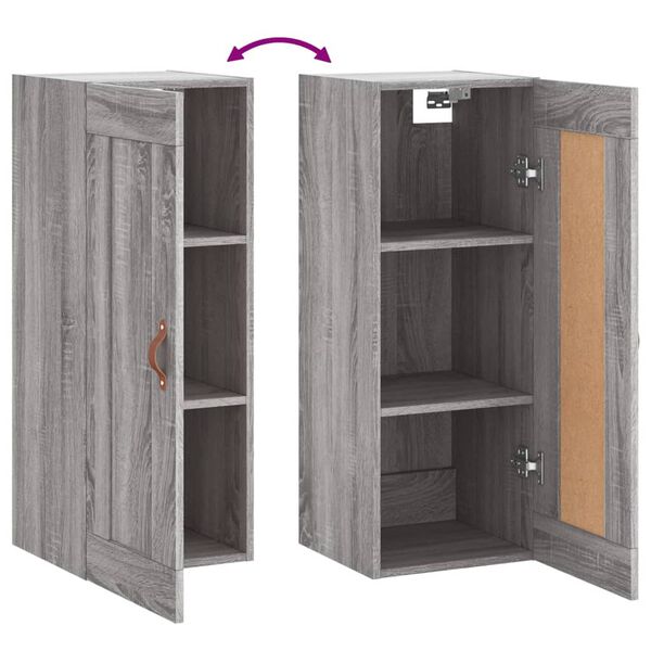 vidaXL Ντουλάπι Τοίχου Γκρι Sonoma 34,5 x 34 x 90 εκ. Επεξεργ. Ξύλο
