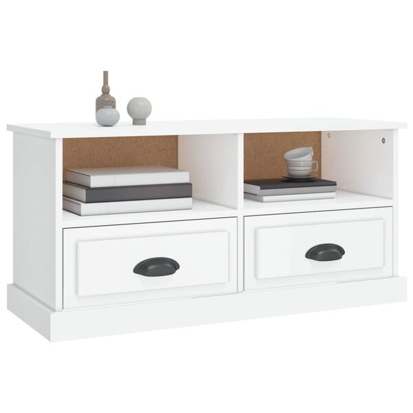 vidaXL Έπιπλο Τηλεόρασης Γυαλ. Λευκό 93x35,5x45 εκ. Επεξεργασμένο Ξύλο