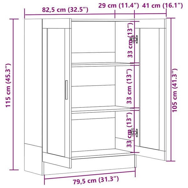vidaXL Βιτρίνα Μαύρη 82,5 x 30,5 x 115 εκ. Επεξ. Ξύλο