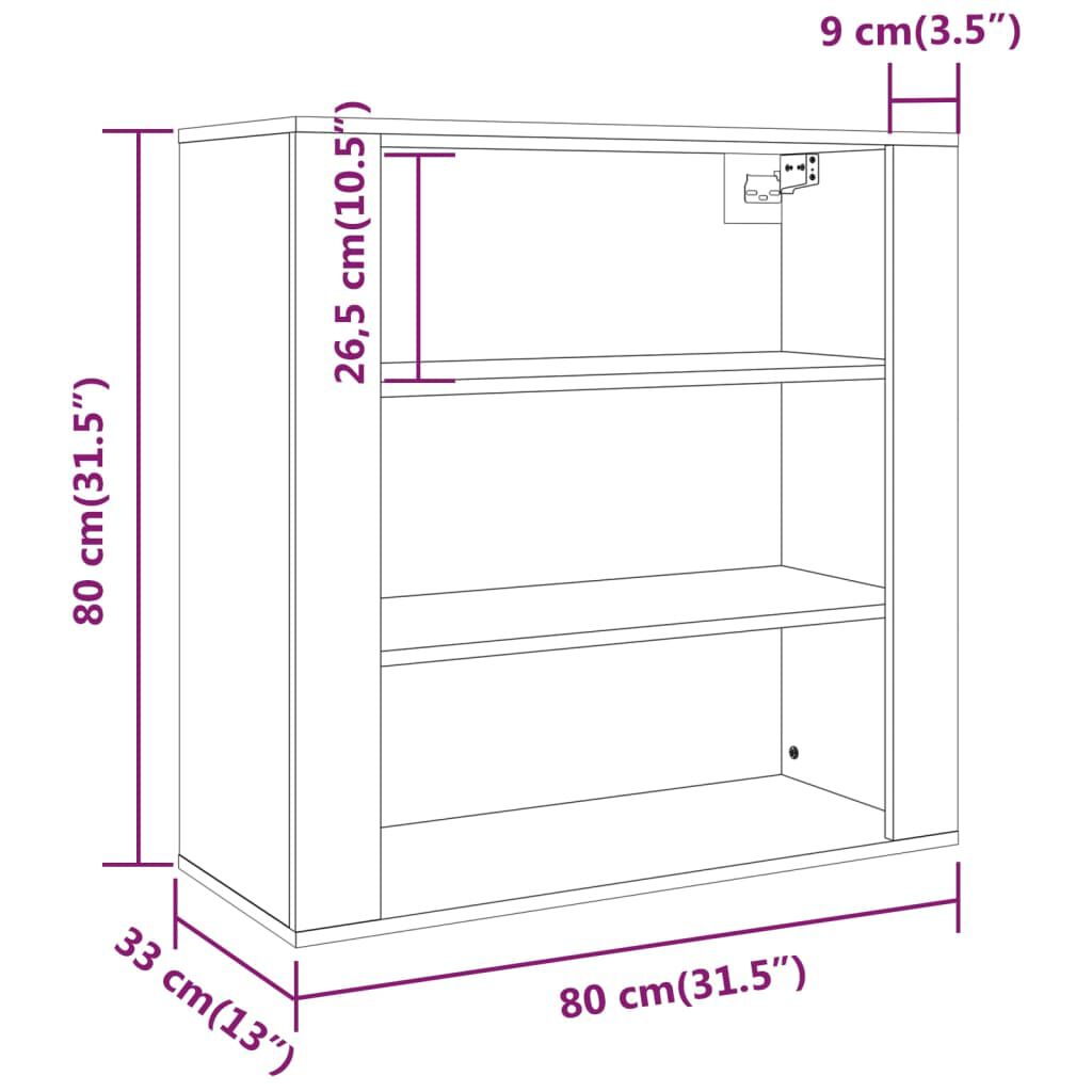 vidaXL Ντουλάπι Τοίχου Λευκό 80x33x80 εκ. από Επεξεργασμένο Ξύλο