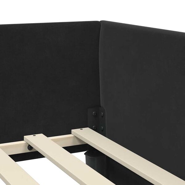 vidaXL Κρεβάτι Γωνίας Μαύρο 80 x 200 cm Βελούδο και Εργοστασιακό ξύλο