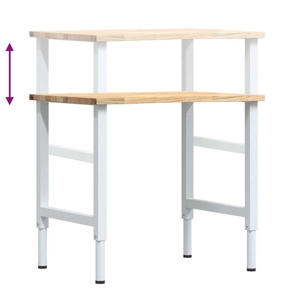 πάγκος εργασίας vidaXL 80x60x(71,5-98) cm Μασίφ Ξύλο Δρυς