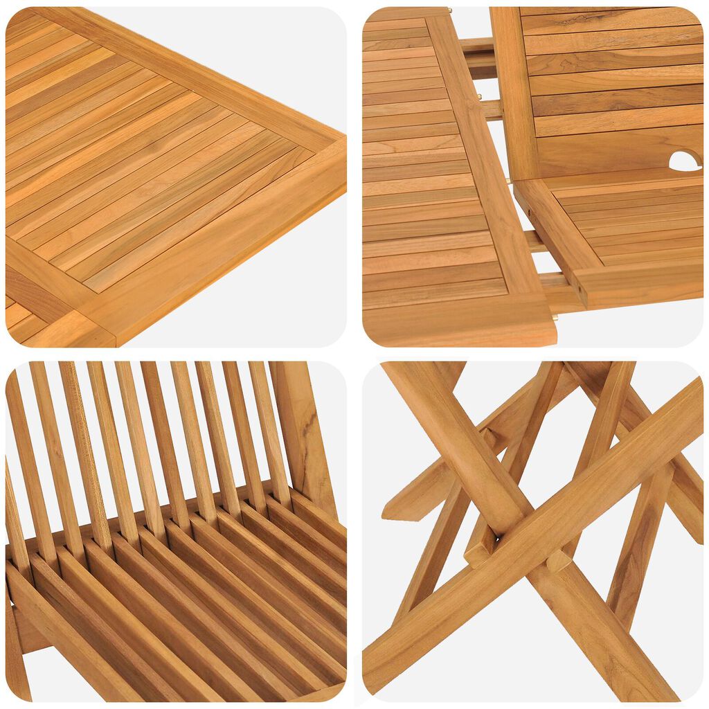 vidaXL 5 τεμαχίων σετ κήπου μασίφ ξύλο teak