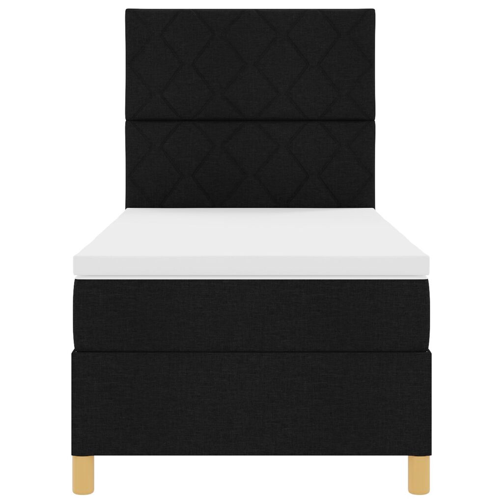 vidaXL Κρεβάτι Box Spring με στρώμα Μαύρο 100x200 εκ. Ύφασμα