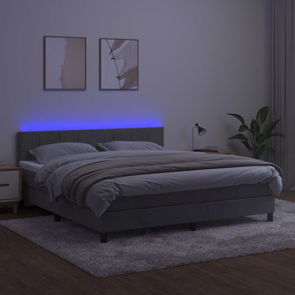 vidaXL &Kappa;&rho;&epsilon;&beta;ά&tau;&iota; Boxspring &mu;&epsilon; &Sigma;&tau;&rho;ώ&mu;&alpha; & LED &Alpha;&nu;.&Gamma;&kappa;&rho;&iota; 180x200 &epsilon;&kappa;. &Beta;&epsilon;&lambda;&omicron;ύ&delta;&iota;&nu;&omicron;