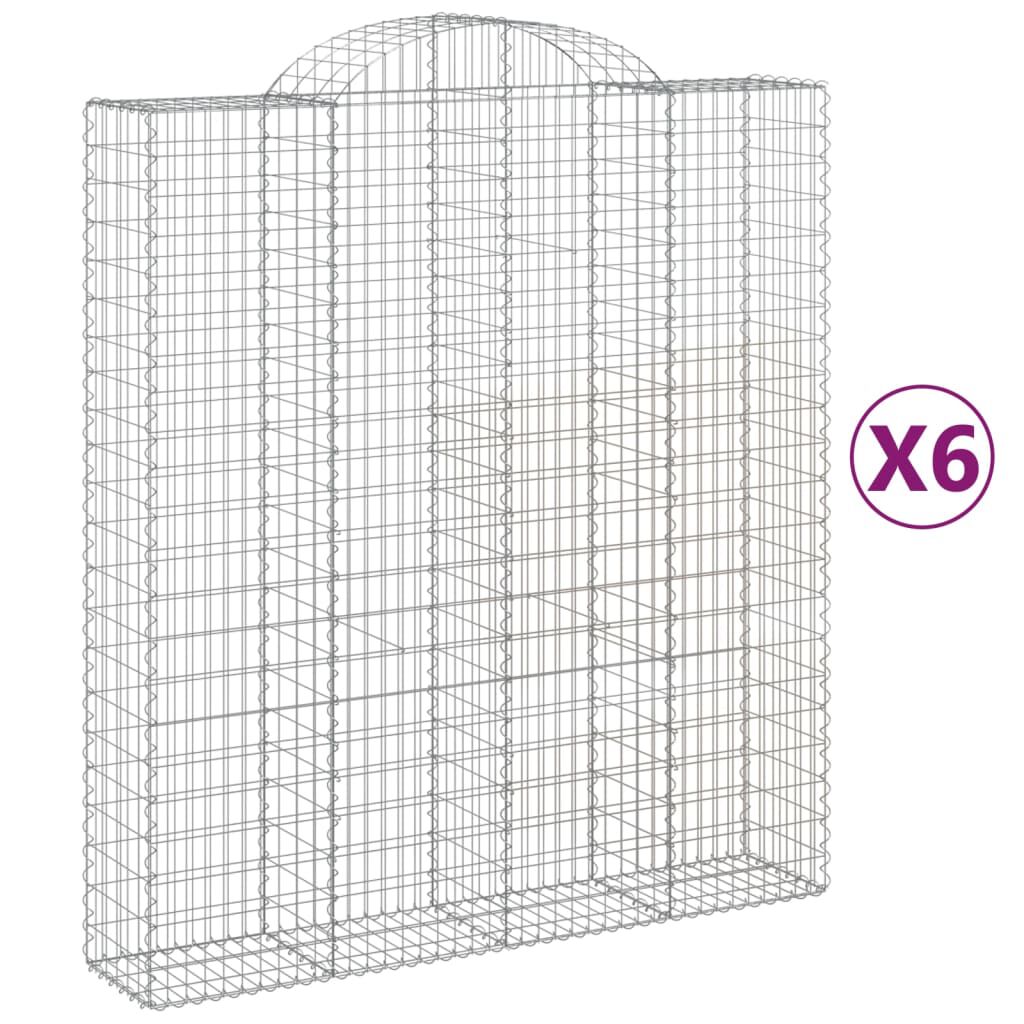 vidaXL Συρματοκιβώτια Τοξωτά 6 τεμ. 200x50x220/240 εκ. Γαλβαν. Ατσάλι