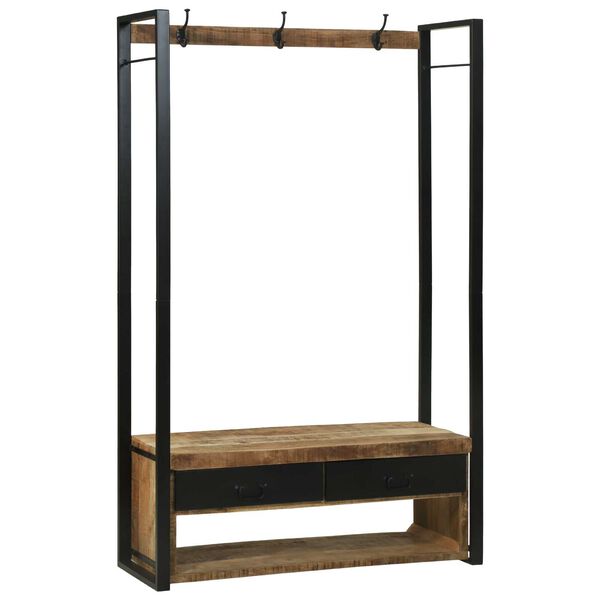 vidaXL Ράφι Ρούχων με γάντζους και ράφια 110x40x185 εκ. Μασίφ ξύλο μάνγκο