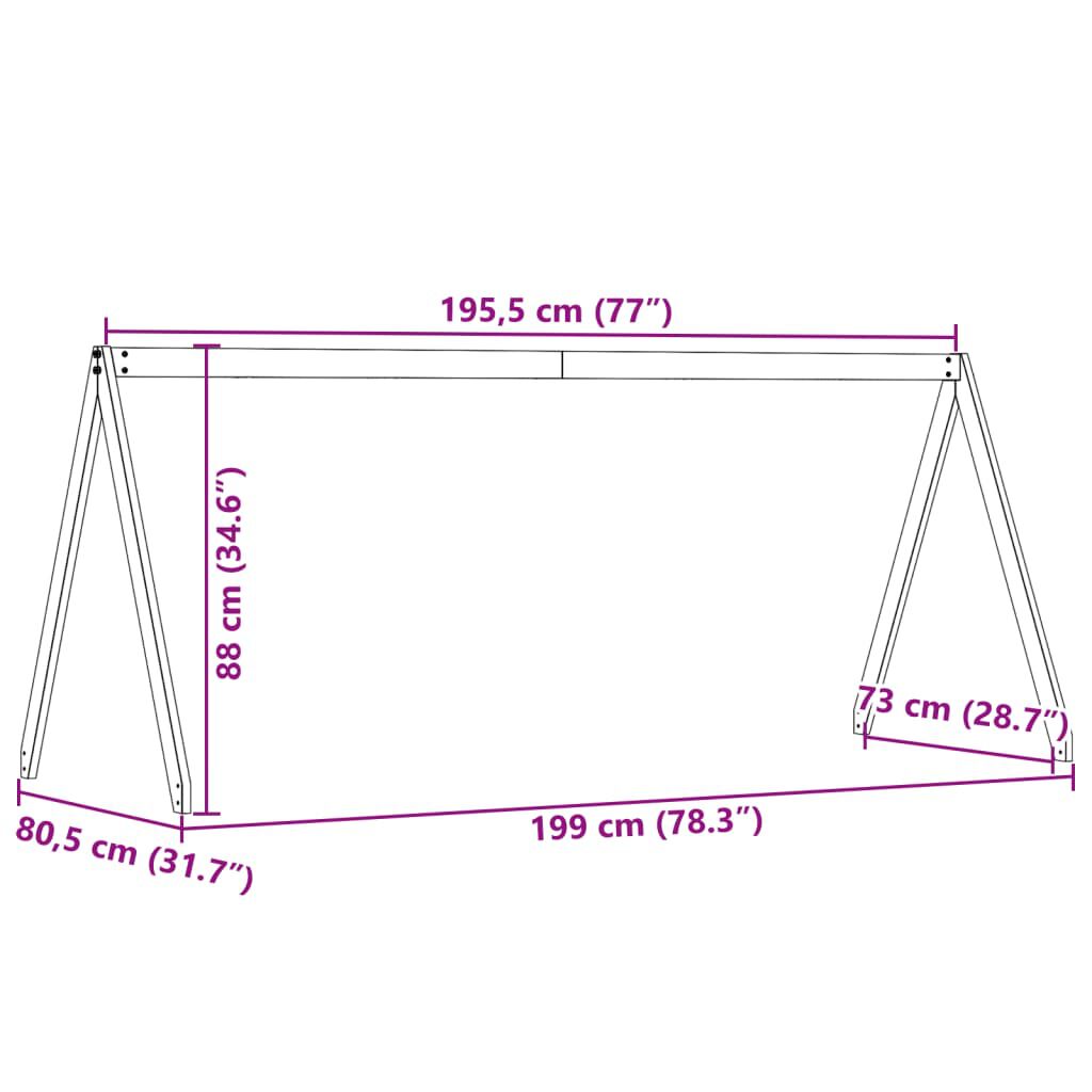 vidaXL Οροφή Κρεβατιού Παιδική Λευκό 199x80,5x88 εκ. Μασίφ Ξύλο Πεύκου