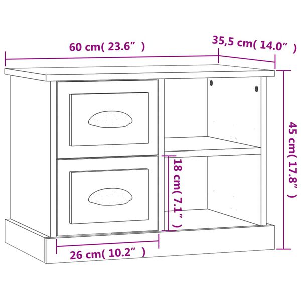 vidaXL Κομοδίνο Γκρι Sonoma 60 x 35,5 x 45 εκ.
