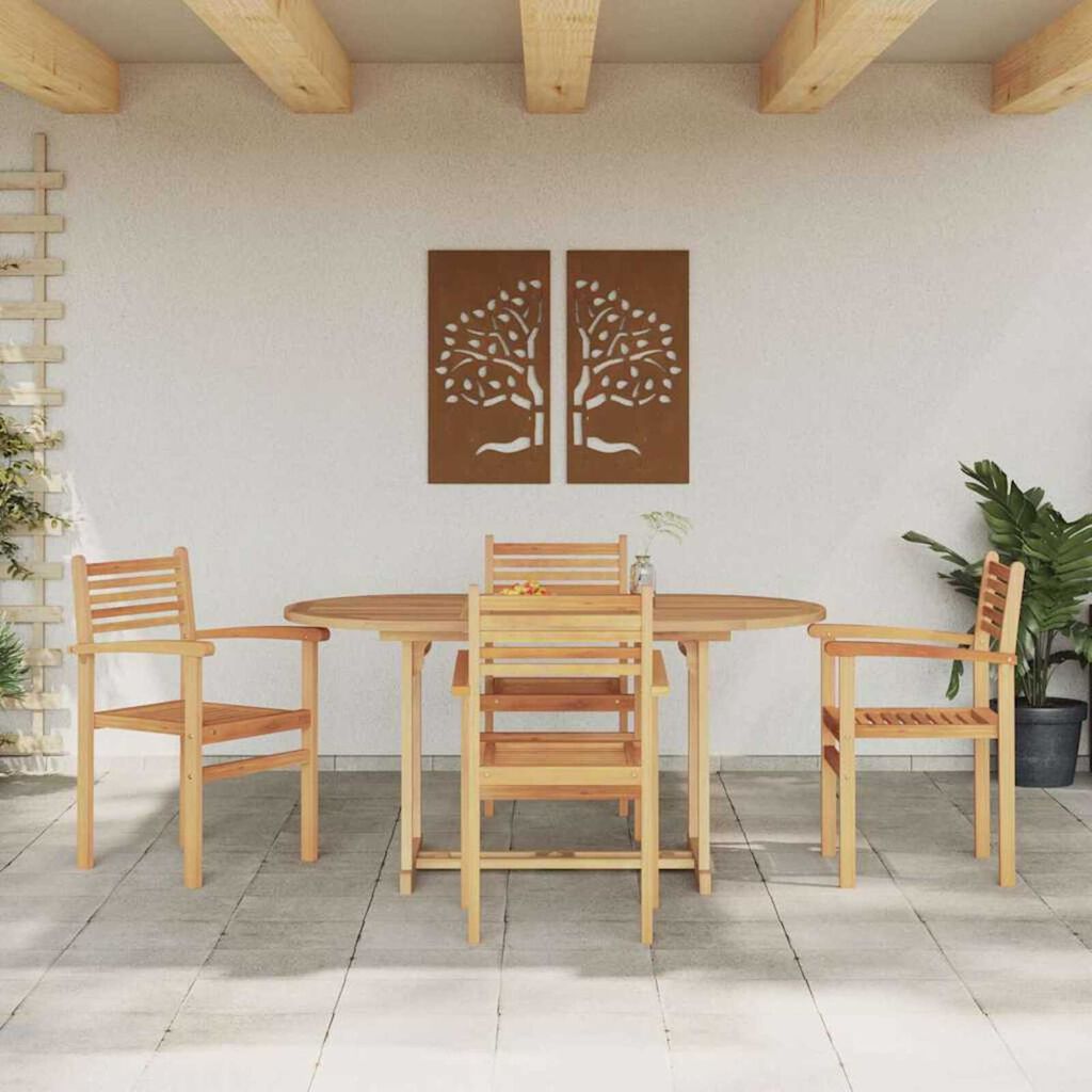 vidaXL Σέτ φαγητού για κήπο 5 pcs Καστανό Μασίφ ξύλο teak