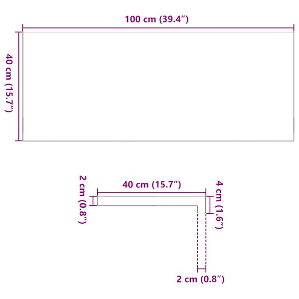 vidaXL Περβάζια παραθύρων 2 τεμ. 100x40x2 εκ. Ακατέργαστο Μασίφ Δρυός
