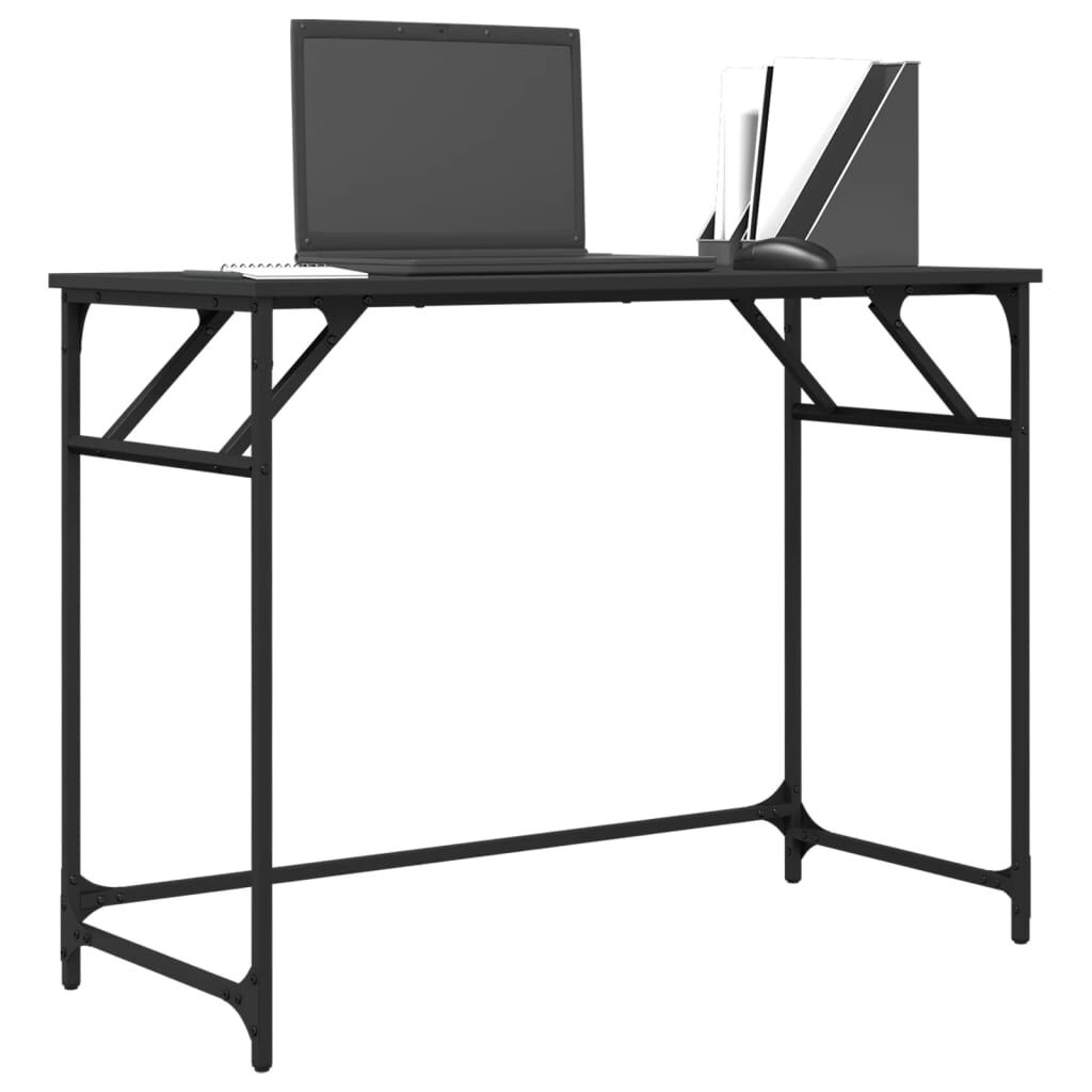 vidaXL Γραφείο Μαύρο 100x45x76 εκ. Επεξ. Ξύλο/Ατσάλι Ηλ. Βαφή Πούδρας