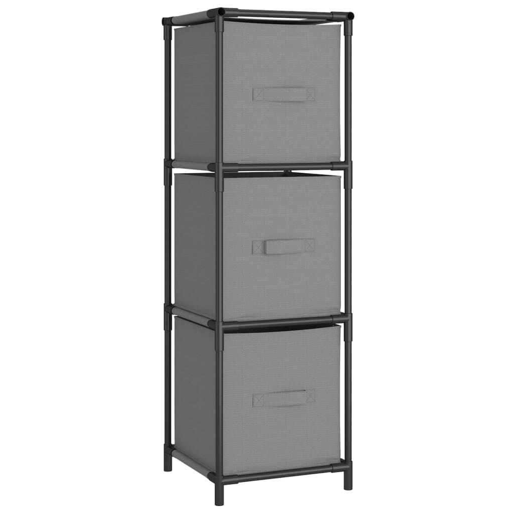 vidaXL Ντουλάπι με 3 Υφασμάτινα Συρτάρια Γκρι 34x34x101 εκ. από Ατσάλι