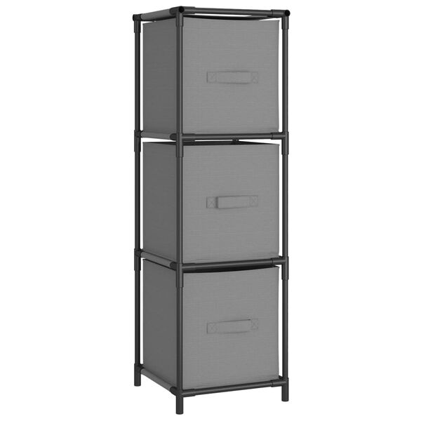 vidaXL Ντουλάπι με 3 Υφασμάτινα Συρτάρια Γκρι 34x34x101 εκ. από Ατσάλι