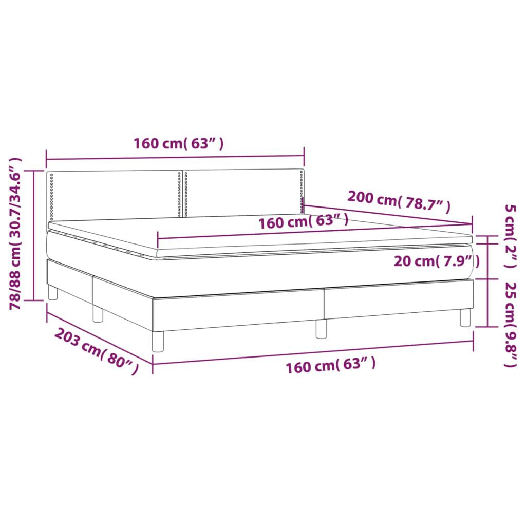 vidaXL Κρεβάτι Boxspring με Στρώμα Λευκό 160x200εκ.από Συνθετικό Δέρμα