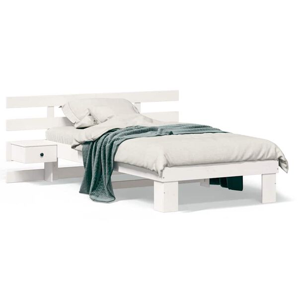 vidaXL Σκελετός Κρεβατιού Λευκό 75 x 190 cm Μασίφ ξύλο πεύκου