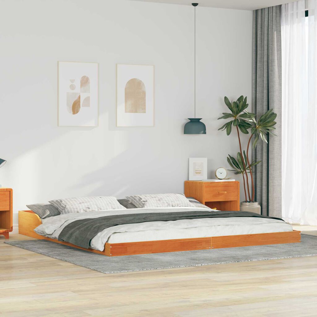 vidaXL Σκελετός Κρεβατιού Καφέ κεριού 200 x 210 cm Μασίφ ξύλο πεύκου