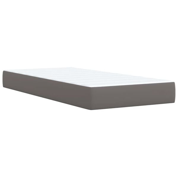 vidaXL Κρεβάτι Boxspring με Στρώμα Γκρι 80 x 200 εκ. Συνθετικό Δέρμα