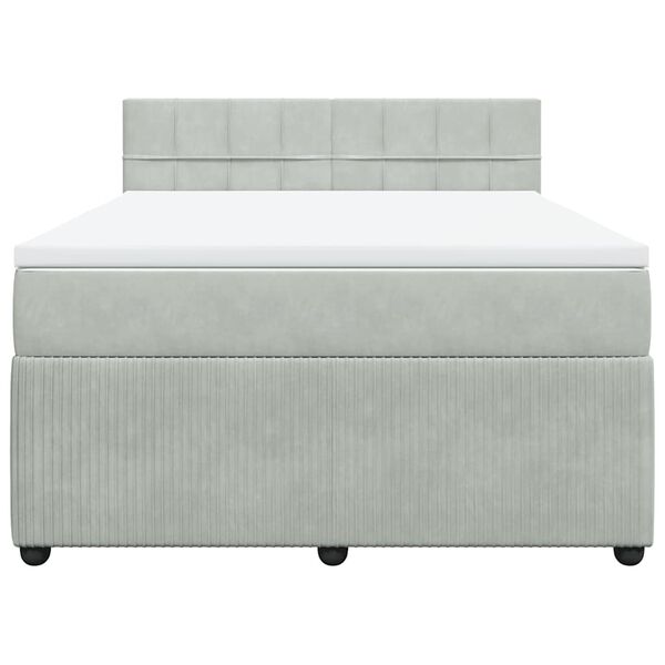 vidaXL Κρεβάτι Boxspring με Στρώμα Ανοιχτό Γκρι 140x200 εκ. Βελούδινο