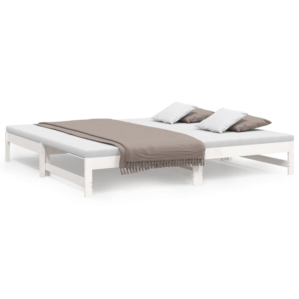 vidaXL Καναπές Κρεβάτι Συρόμενος Λευκός 2x(80x200) εκ. από Μασίφ Πεύκο