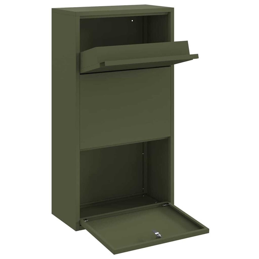 vidaXL Γραμματοκιβώτιο Πακέτων Ελιά 44x22x82 εκ. Χάλυβας