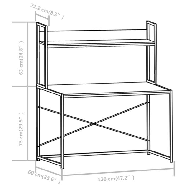 vidaXL Γραφείο Υπολογιστή Μαύρο 120 x 60 x 138 εκ.