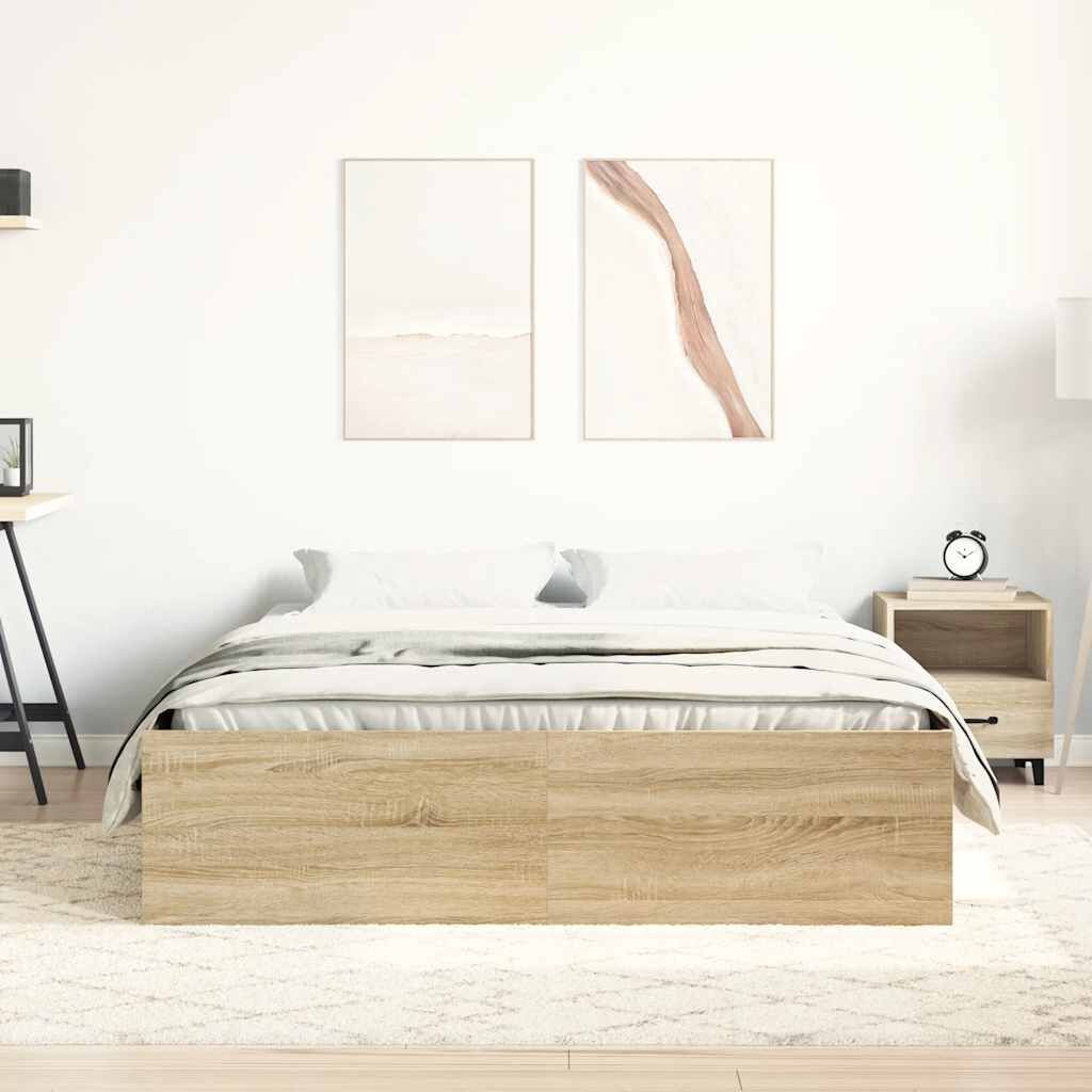 vidaXL Πλαίσιο Κρεβατιού Sonoma Δρυς 150 x 200 εκ. King Size