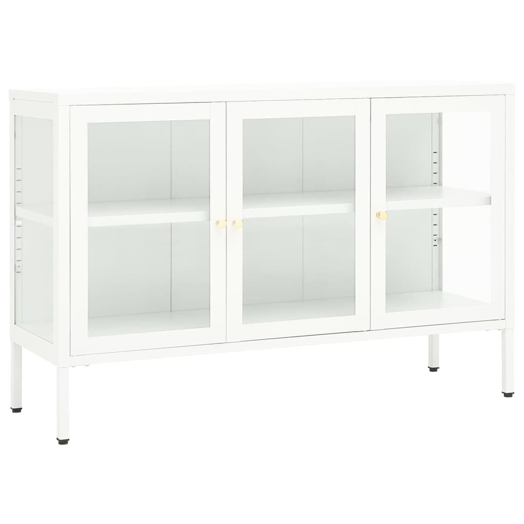 vidaXL Μπουφές Λευκός 105 x 35 x 70 εκ. από Ατσάλι και Γυαλί